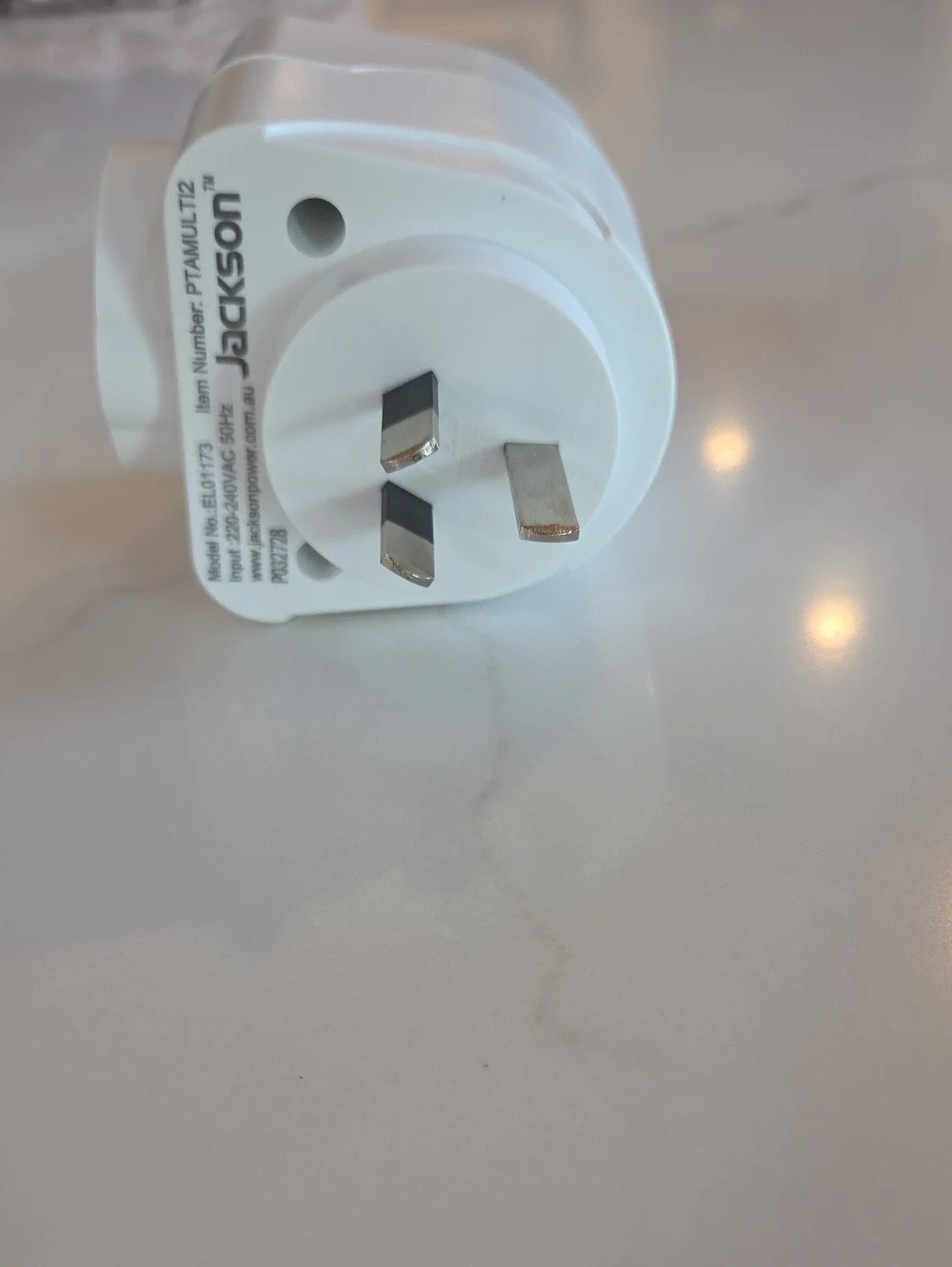 Jackson White Travel Power Plug Adapter - Universal Outlet